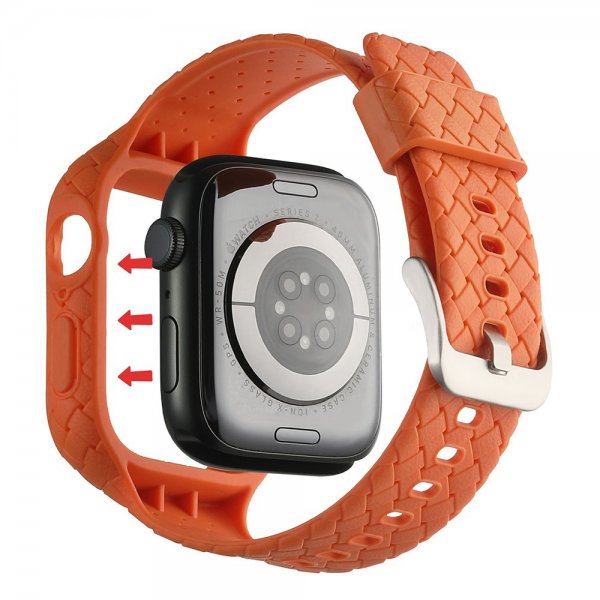 Apple Watch 45mm Ranneke Kudottu Tekstuuri Oranssi