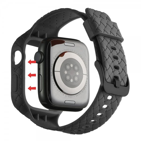Apple Watch 45mm Ranneke Kudottu Tekstuuri Musta