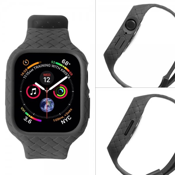 Apple Watch 45mm Ranneke Kudottu Tekstuuri Musta