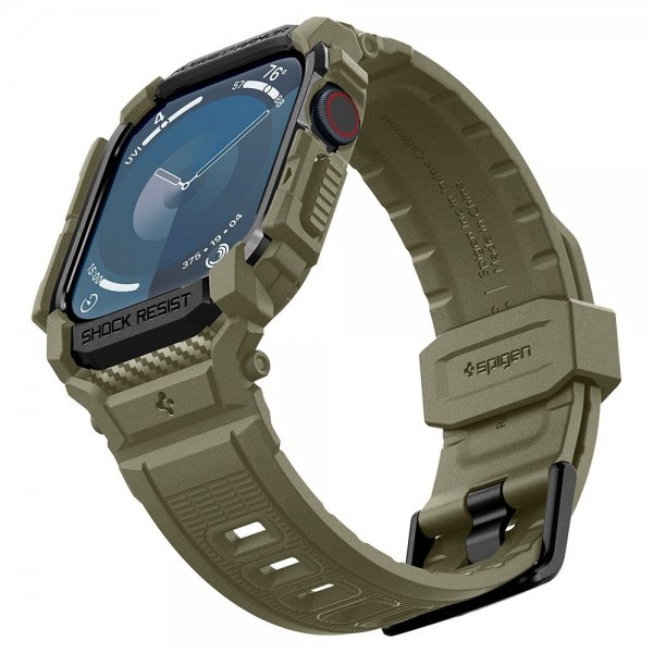 Spigen Apple Watch 46mm (Series 10/11) ranneke ja suojakotelo Rugged Armor Pro Vintage Khaki