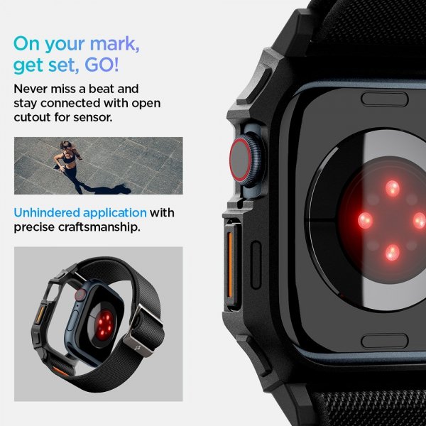 Spigen Apple Watch 46mm (Series 10/11) Ranneke ja Kuori Lite Fit Pro Matte Black