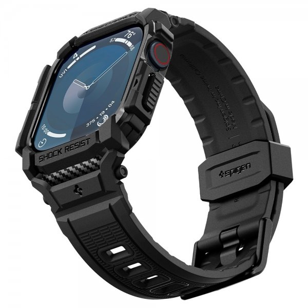 Spigen Apple Watch 46 mm (Series 10/11) ranneke ja suojakotelo Rugged Armor Pro Matte Black