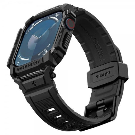 Spigen Apple Watch 46 mm (Series 10/11) ranneke ja suojakotelo Rugged Armor Pro Matte Black