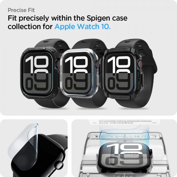Spigen Apple Watch 46mm (Series 10/11) Näytönsuoja EliteShield EZ Fit 2-pakkaus