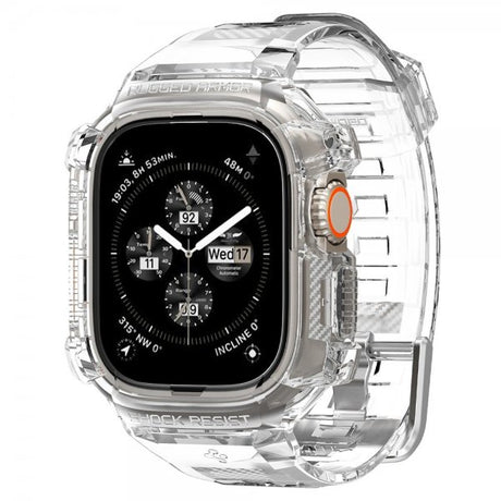 Spigen Apple Watch Ultra 49mm ranneke ja suojakotelo Rugged Armor Pro Crystal Clear