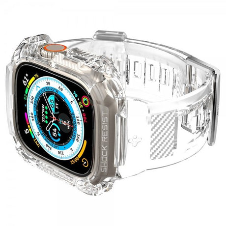 Spigen Apple Watch Ultra 49mm ranneke ja suojakotelo Rugged Armor Pro Crystal Clear