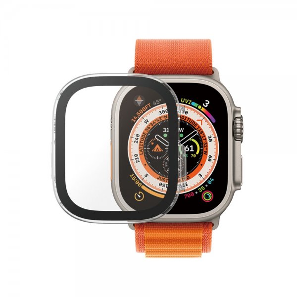 PanzerGlass Apple Watch Ultra 49mm -kuori ja näytönsuoja, koko vartalon suojakalvo, läpinäkyvä