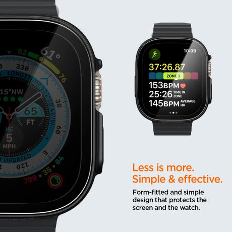 Spigen Apple Watch Ultra -suojakuori ja näytönsuoja, Thin Fit 360, musta