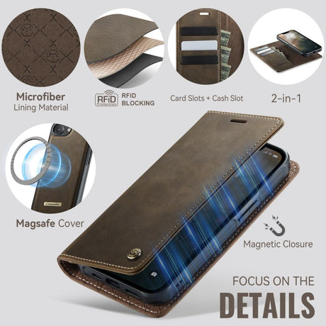 CaseMe iPhone 16e/iPhone 17e Kotelo C49 Series Ruskea