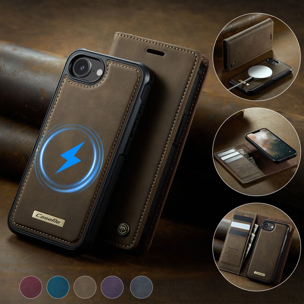 CaseMe iPhone 16e/iPhone 17e Kotelo C49 Series Ruskea