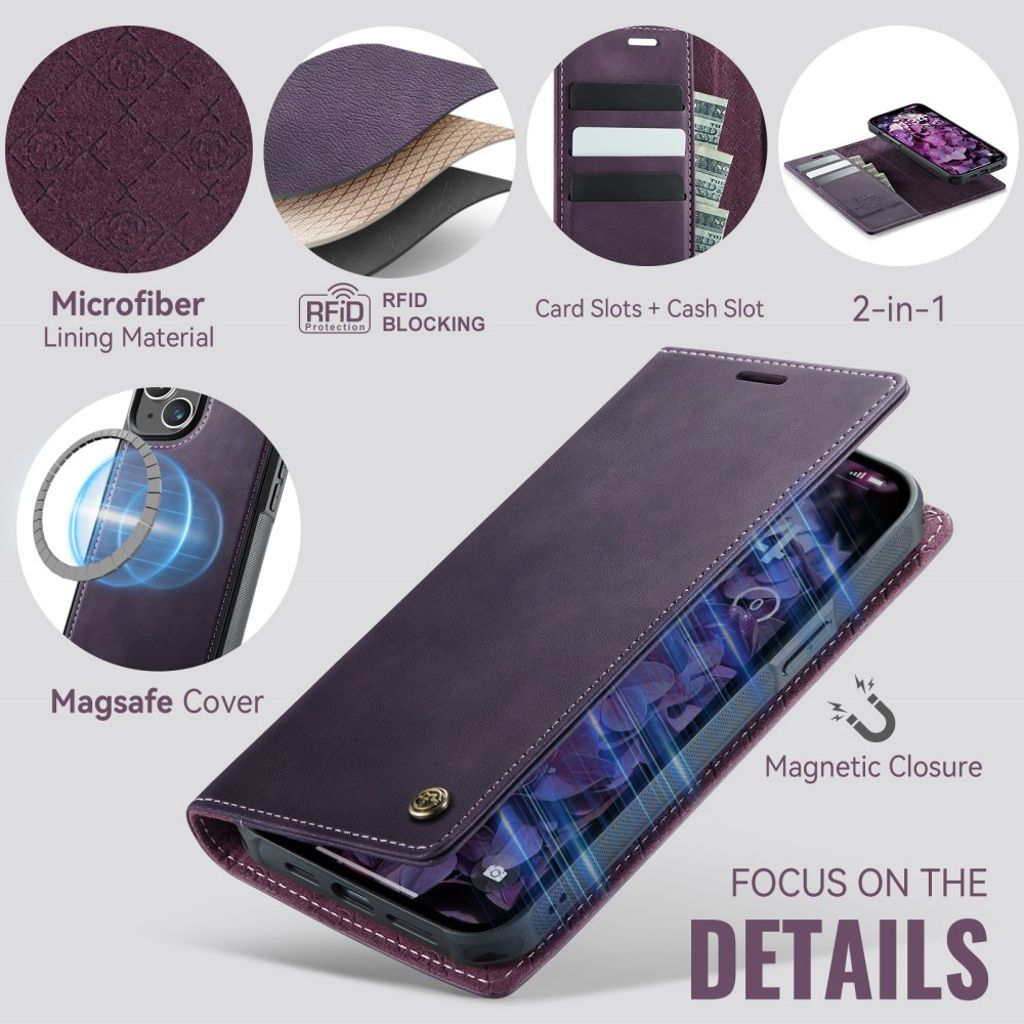 CaseMe iPhone 15 Kotelo C49 Series Violetti