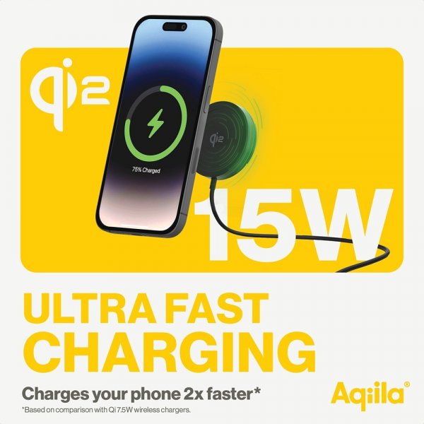 Aqiila Autoteline langattomalla latauksella Chargebird QC1 Qi2 MagSafe 15W