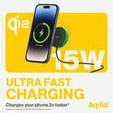 Aqiila Autoteline langattomalla latauksella Chargebird QC1 Qi2 MagSafe 15W