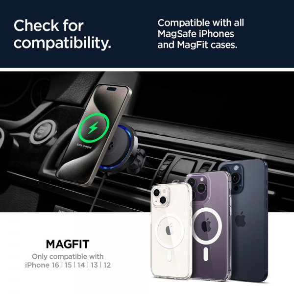 Spigen Autoteline langattomalla latauksella OneTap Pro 3 CryoMax MagFit Air Vent