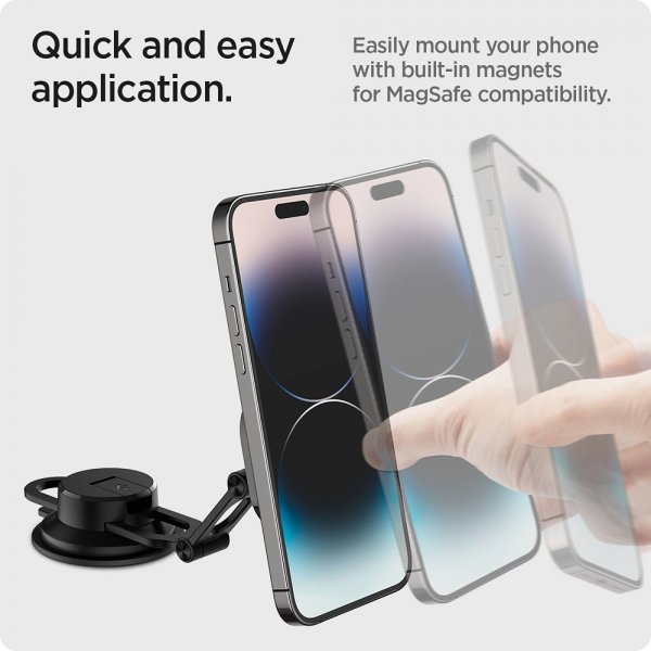 Spigen autoteline OneTap 3 Dashboard Mount MagSafe musta
