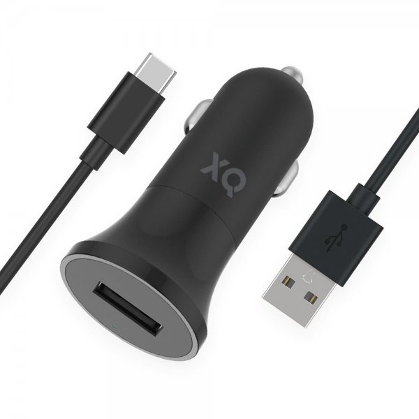 Xqisit Autolaturi USB-C-kaapelilla 1m 12W Musta
