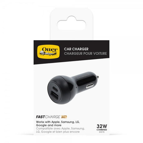 Otterbox Autolaturi USB-C 20W & USB-A 12W Musta
