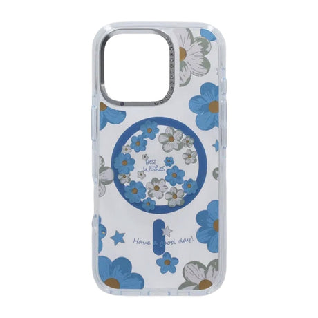 iPhone 16 Pro Kuori kukkakuvio MagSafe Sininen