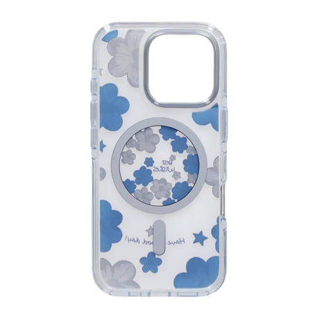 iPhone 16 Pro Kuori kukkakuvio MagSafe Sininen
