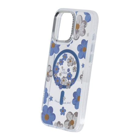 iPhone 16 Pro Kuori kukkakuvio MagSafe Sininen