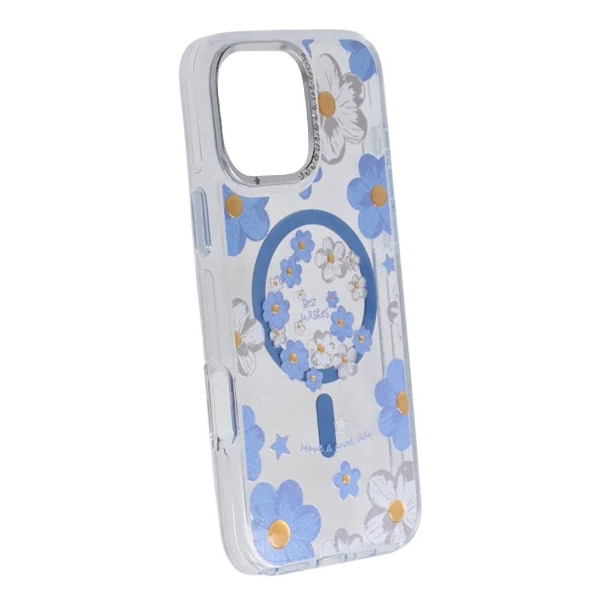 iPhone 16 Pro Kuori kukkakuvio MagSafe Sininen
