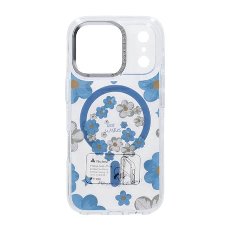 iPhone 17 Pro Kuori kukkakuvio MagSafe Sininen