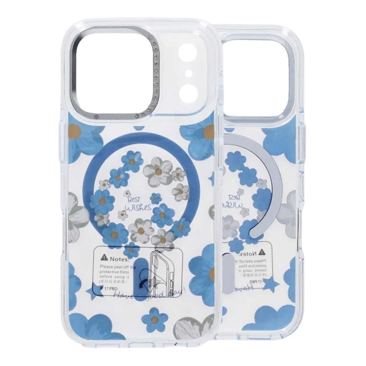 iPhone 17 Pro Kuori kukkakuvio MagSafe Sininen
