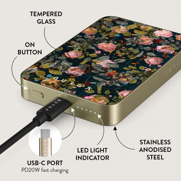 Burga Powerbank MagSafe 5000 mAh Bloomy Garden Kulta