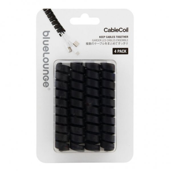 Bluelounge CableCoil 4 kpl:n pakkaus – musta