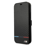BMW iPhone 13 Pro Max Kotelo Tricolor Carbon Effect Musta