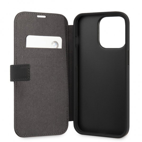 BMW iPhone 13 Pro Max Kotelo Tricolor Carbon Effect Musta