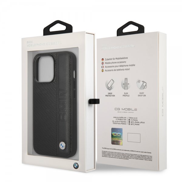 BMW iPhone 14 Pro Max Suojakuori Big Logo Stripe Musta