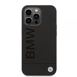 BMW iPhone 14 Pro Kuoret Hot Stamp Metal Logo Musta
