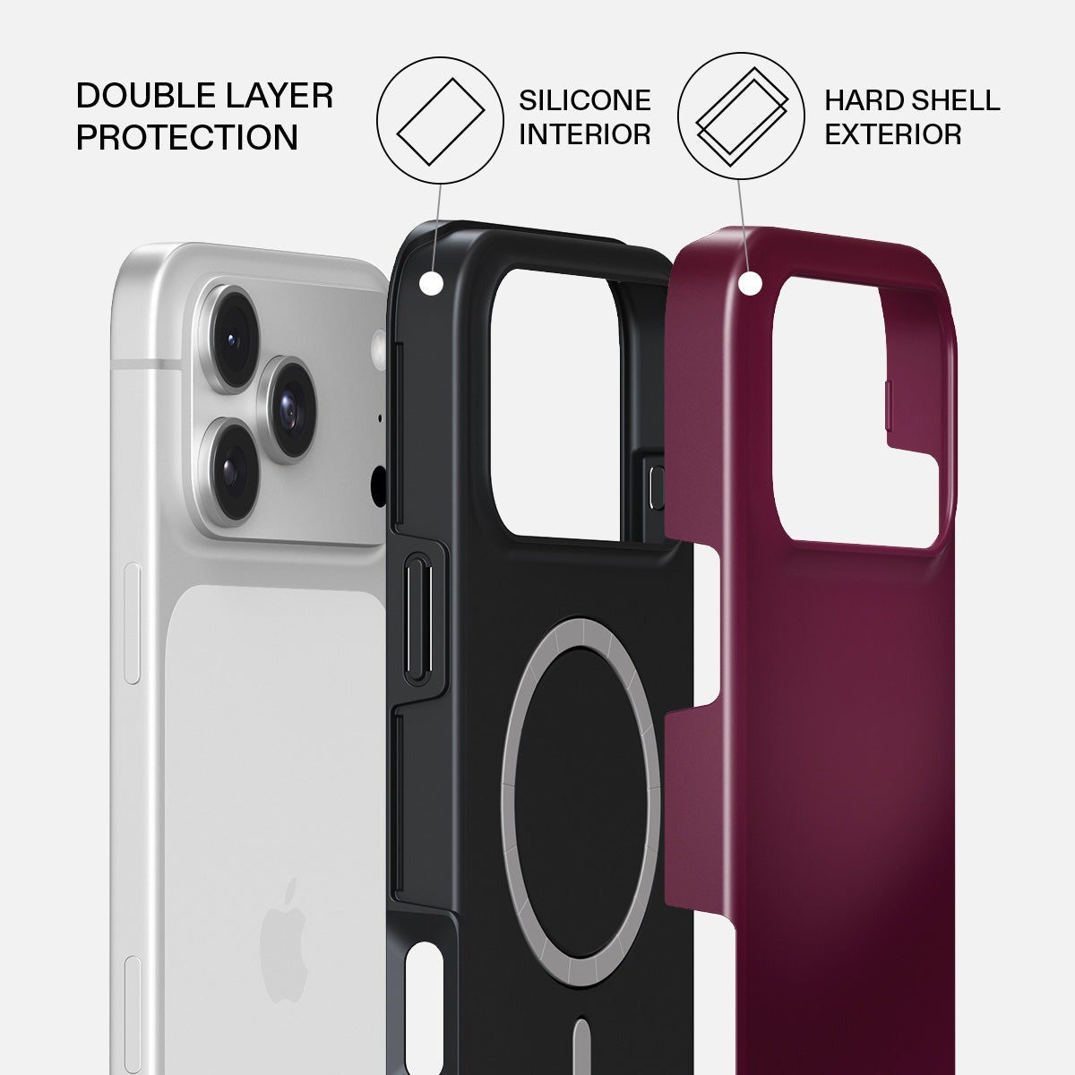 Burga iPhone 18 Pro Max Kuori Tough MagSafe Dark Cherry