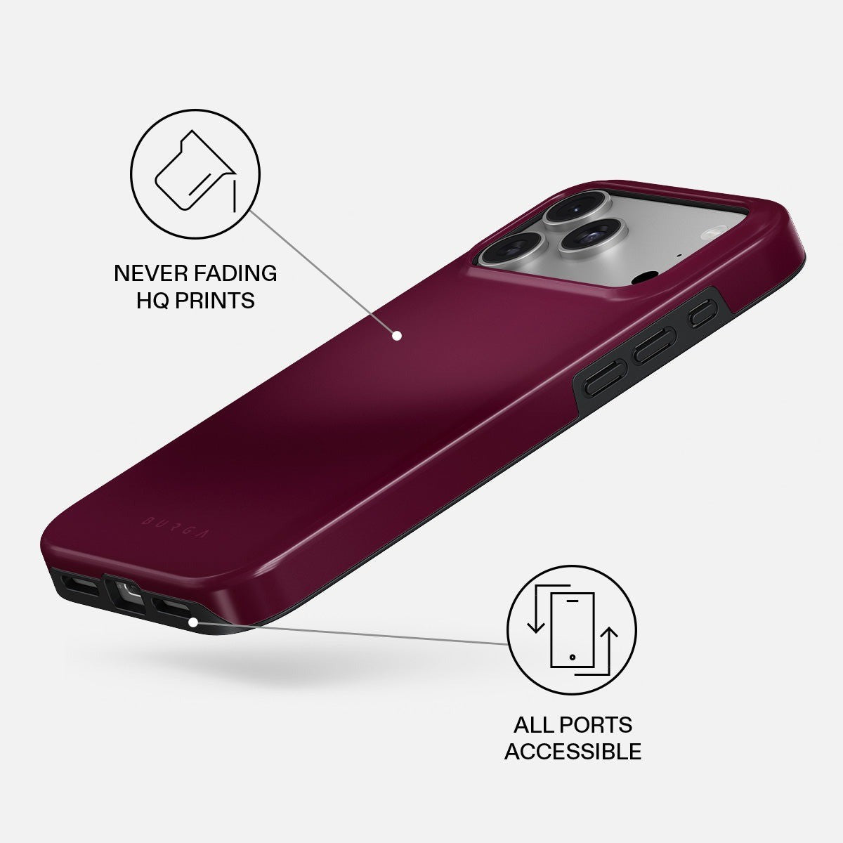 Burga iPhone 18 Pro Max Kuori Tough MagSafe Dark Cherry