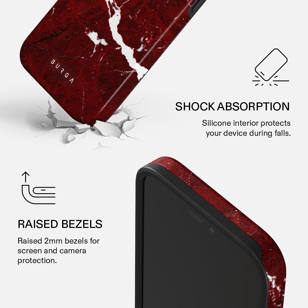 Burga iPhone 18 Pro Kuori Tough MagSafe Iconic Red Ruby