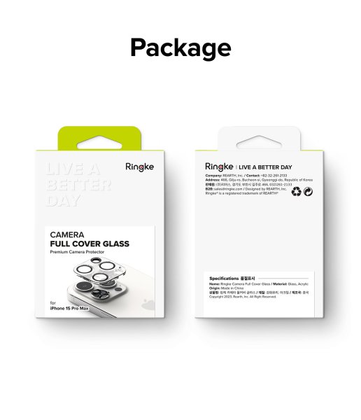 Ringke iPhone 15 Pro Max Kameran suojalasi 2-pack