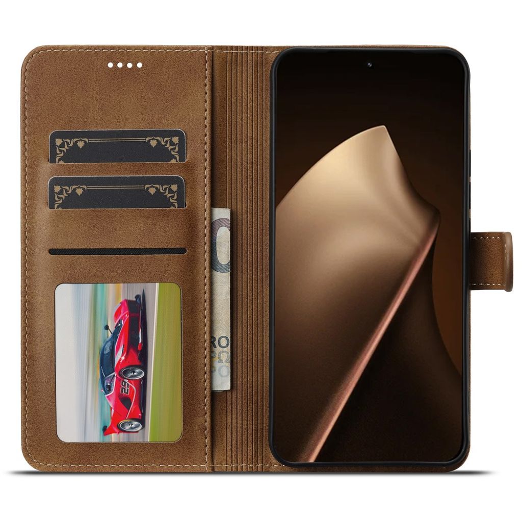 Lc.Imeeke Xiaomi 17T Pro Kotelo Korttitaskulla Telinetoiminto Vaaleanruskea