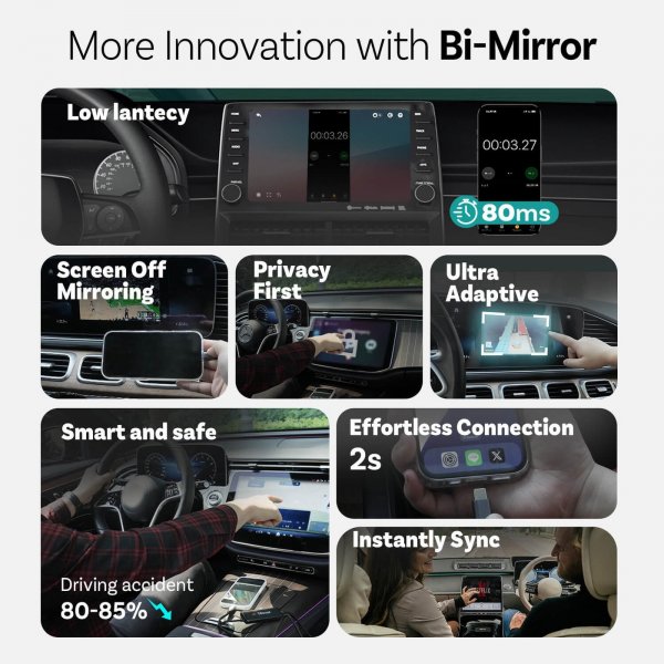 Ottocast Mirror Touch langaton CarPlay/Android Auto -adapteri näytön peilauksella