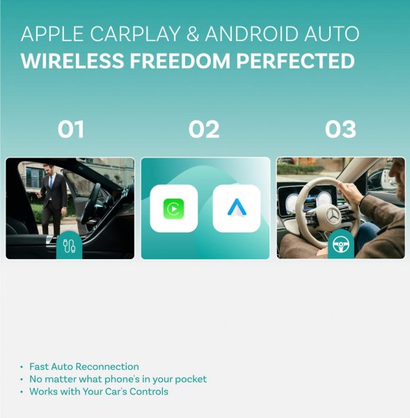 Ottocast Play2Video Ultra Langaton CarPlay/Android Auto-sovitin Kaikki yhdessä