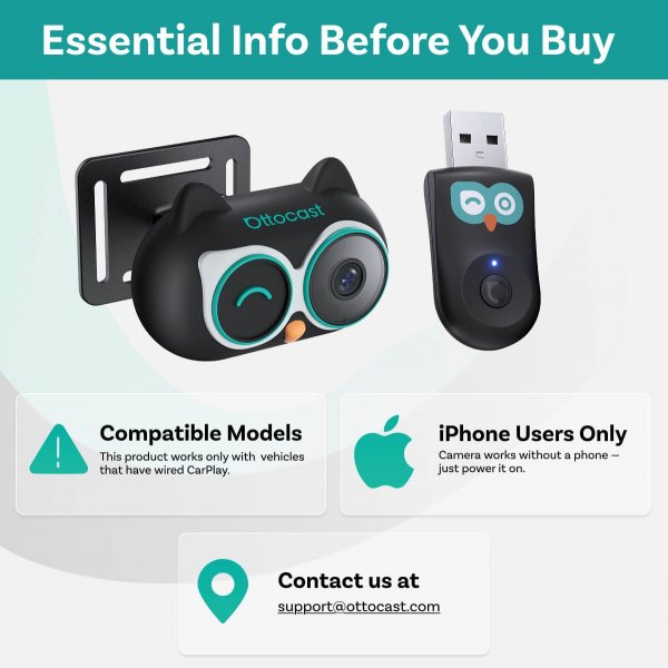 Ottocast Cabin Care Langaton Apple CarPlay -sovitin kameralla