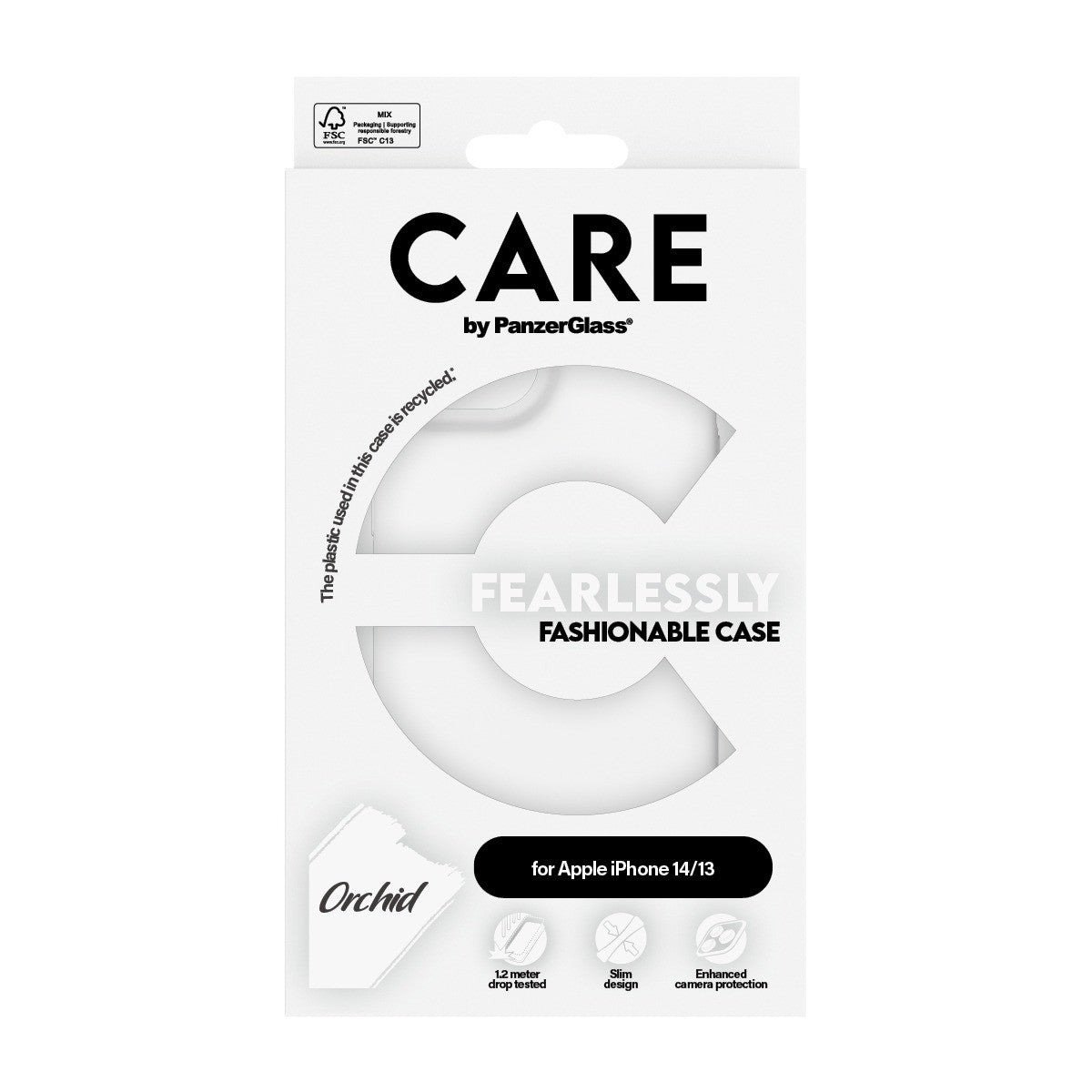 CARE by PanzerGlass iPhone 13/iPhone 14 Kuori Fashionable White Orchid