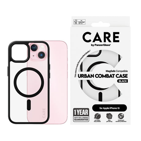 CARE by PanzerGlass iPhone 15 Kuori Urban Combat MagSafe Musta