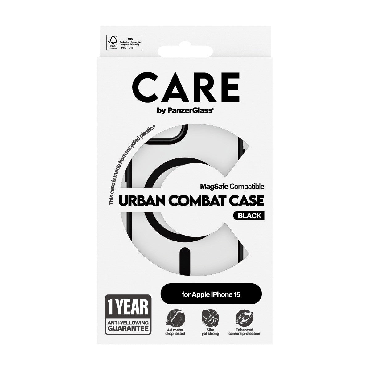 CARE by PanzerGlass iPhone 15 Kuori Urban Combat MagSafe Musta