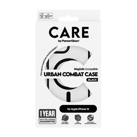 CARE by PanzerGlass iPhone 15 Kuori Urban Combat MagSafe Musta
