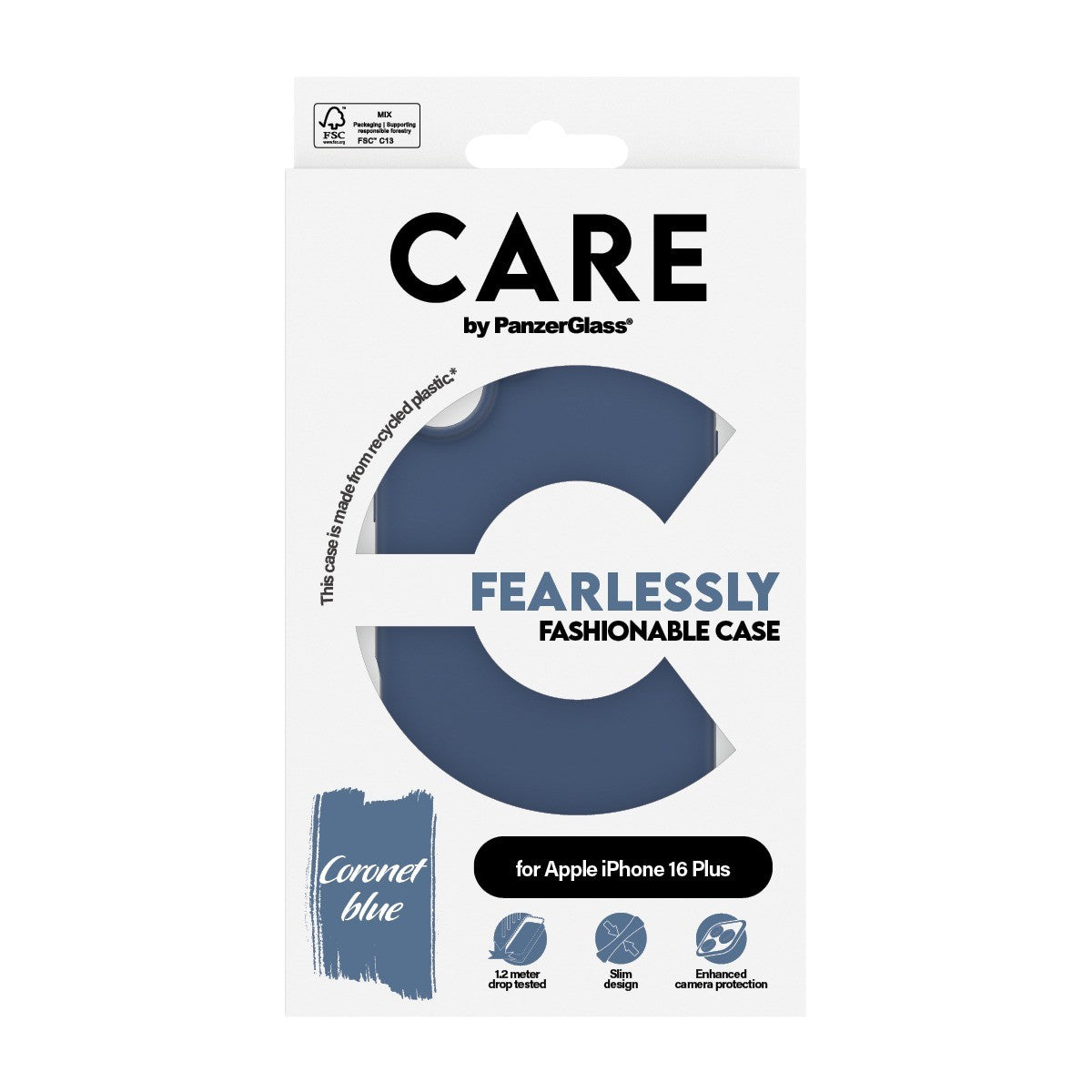 CARE by PanzerGlass iPhone 16 Plus Kuori Fashionable Sininen