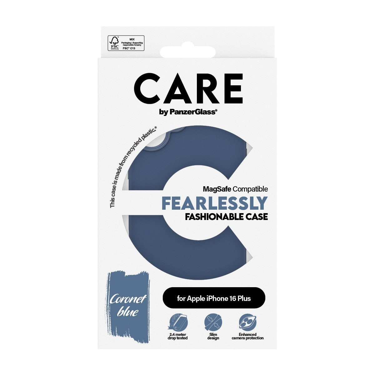 CARE by PanzerGlass iPhone 16 Plus Kuori Fashionable MagSafe Sininen