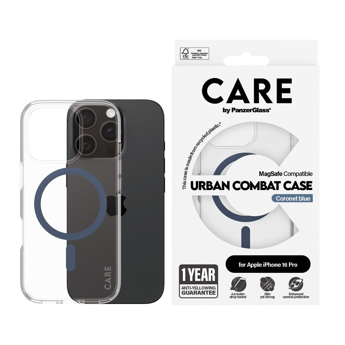 CARE by PanzerGlass iPhone 16 Pro Kuori Urban Combat MagSafe Sininen
