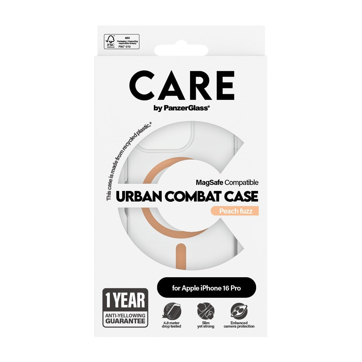 CARE by PanzerGlass iPhone 16 Pro Kuori Urban Combat MagSafe Peachy