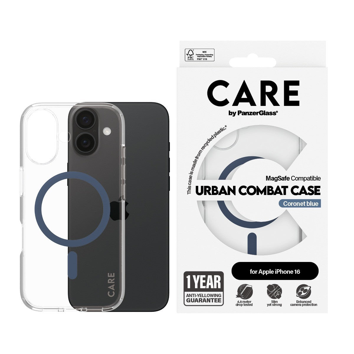CARE by PanzerGlass iPhone 16 Kuori Urban Combat MagSafe Sininen